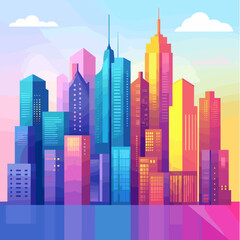 Obraz premium city skyline vector illustration