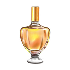 Classic perfume bottle on a white background, digital illustration. Digital retro fashion illustration, perfect for vintage inspired fashion lover