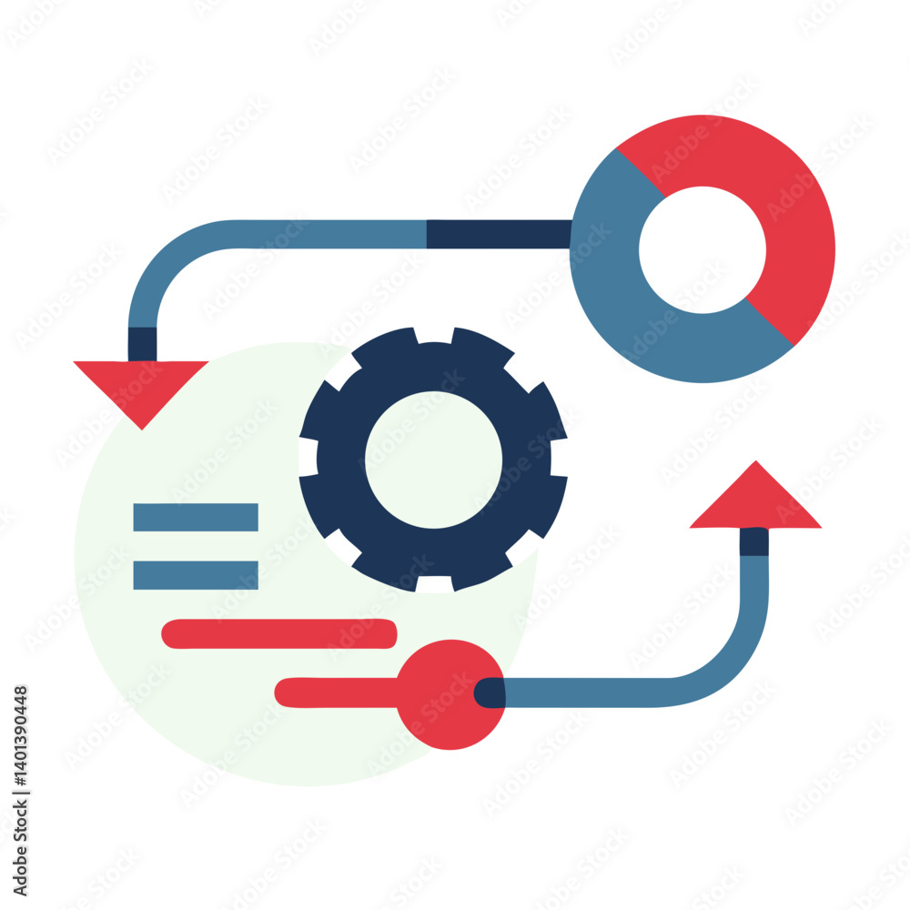 Aufkleber ci/cd pipeline process icon in flat style with modern colors