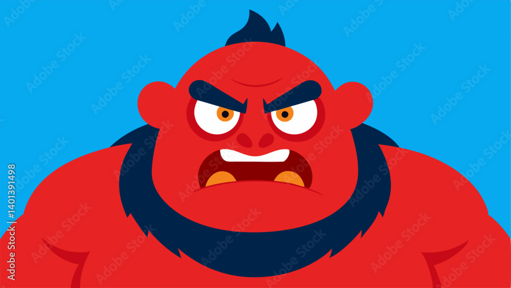 Aufkleber furious face a cartoon character with bulging eyes and a furrowed brow. the characters face is brigh