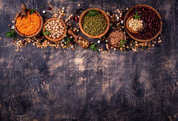 Beans, lentils, soybean, pea and chickpea