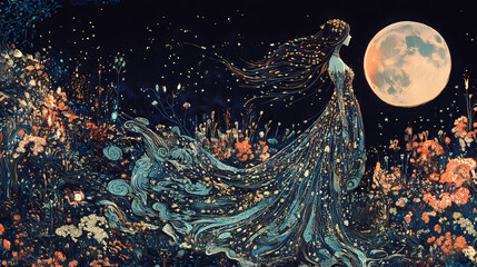 The enchanted tapestry weaves itself anew each night. Phantom Weave. Illustration