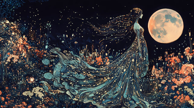 The enchanted tapestry weaves itself anew each night. Phantom Weave. Illustration