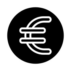 Obraz premium Euro Coin Vector Line White Circle Red