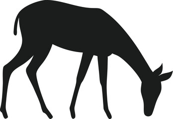 Obraz premium Black Silhouette of a Grazing Deer Wildlife, Nature, Animal