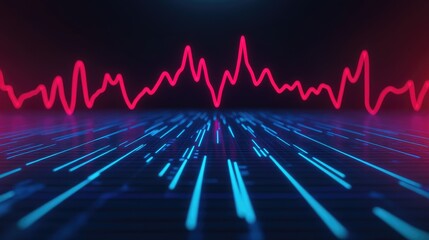 Fototapeta premium Abstract digital waveform and data flow. Dynamic glowing lines creating a futuristic, energetic, and vibrant aesthetic