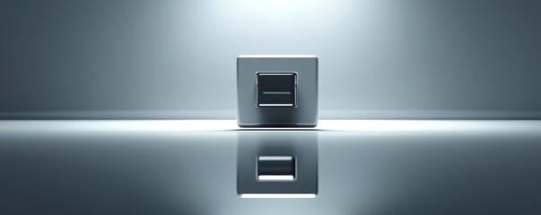 Futuristic design of a sleek device with mirrored surface and dramatic lighting.