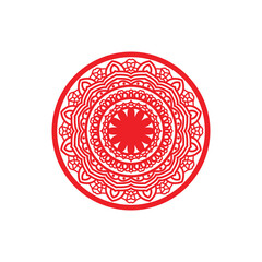Red color mandala design template on a white background