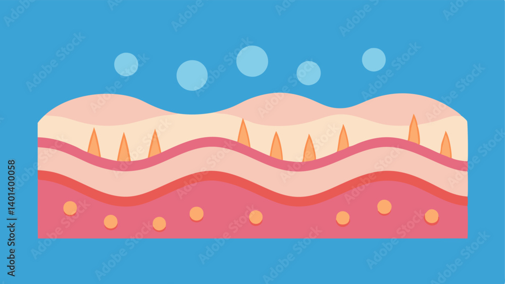 Poster collagen production a graphic showing collagen fibers rebuilding in the dermis layer after microneed