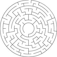 Circular Maze Puzzle Labyrinth Game, Pathfinding Challenge, Concentric Rings