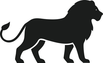 Majestic Black Lion Silhouette Profile, Wildlife, Strength, Power, Symbol
