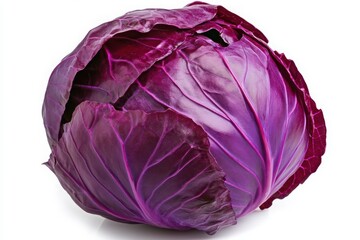 Fototapeta premium A whole red cabbage head isolated on white background