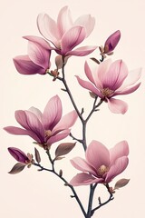 Purple magnolia flower isolated on white background