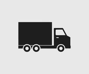 Flatbed Delivery Vector Truck Icon,  Minimalist Cargo Vehicle Illustration with Triple Rear Wheels