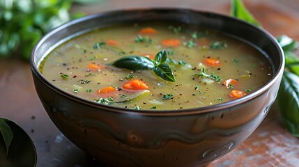 Aromatic Vegetable Soup Bowl Closeup of excellence in splendor beyond compare with grace in style