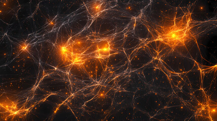 Glowing fibers, abstract texture. Nebula Threads. Illustration