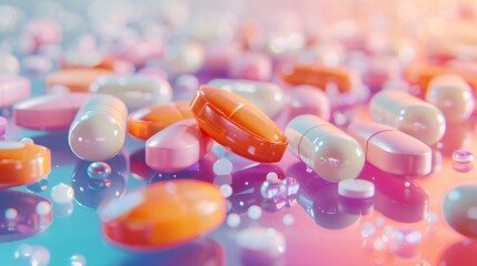 Colorful Pharmaceutical Capsules and Tablets of excellence in splendor beyond compare with grace