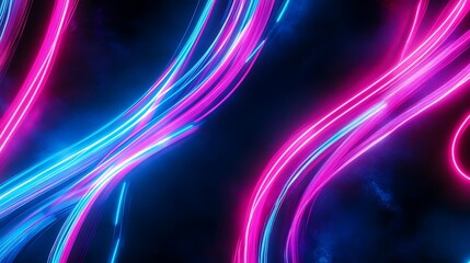 abstract background with blue and pink neon lines, 3d render