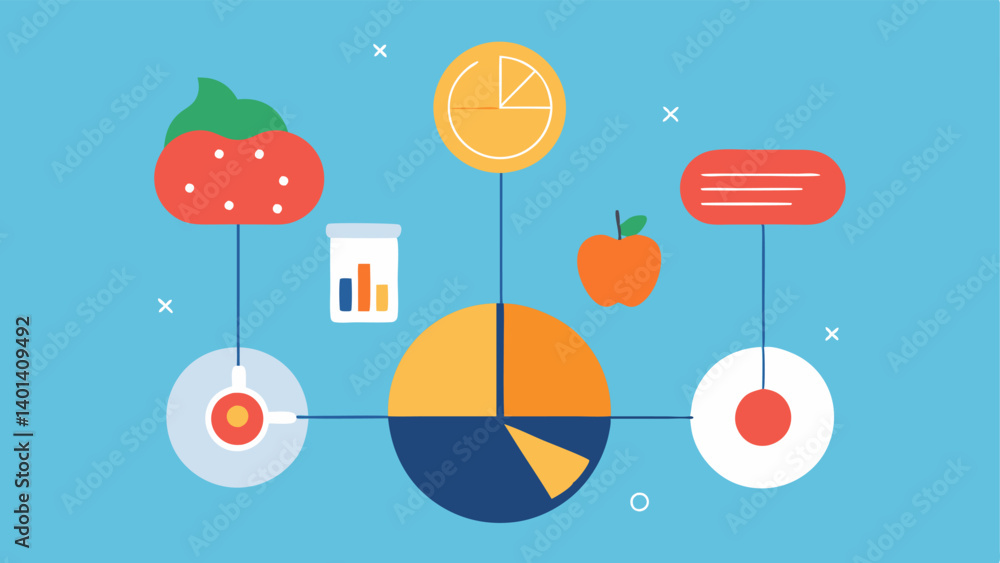 Poster nutritional chart a stylized chart showing the nutritional breakdown of various meal options demonst