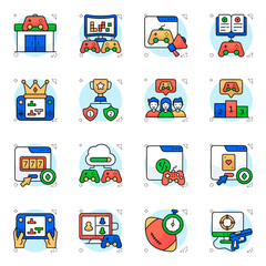 Set of Online Games Flat Icons 

