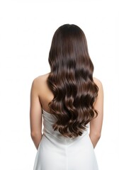 Fototapeta premium Stunning Long Wavy Brunette Hair Back View of a Woman with Luxurious Locks