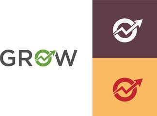 Modern growth logo design wordmark. Abstract arrow shapes logo design in letter o arrow vector illustration. Symbol, icon, creative.