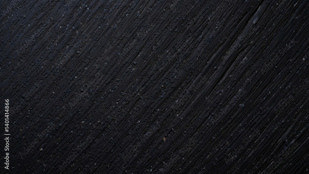 Poster a smooth black surface features intricate patterns and texture, illuminated by natural light. the de