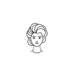 Woman hairstyle, one line art, no color on white background