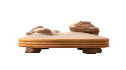 Elegant Stone Podium on Sand Isolated on White Background for Professional Presentations