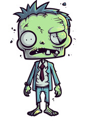 Fototapeta premium Walking Zombie with Torn Skin Undead Zombie with Mangled Leg PNG