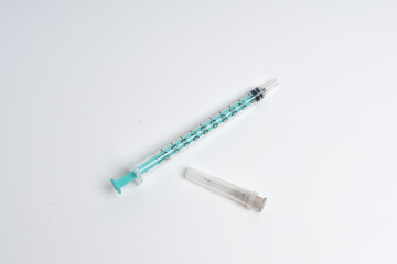 Obraz premium Medical syringe with needle isolated on white background