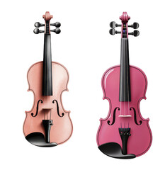 Fototapeta premium Two Colorful Violins in Pastel Shades Displayed on a Black Background for Artistic Inspiration