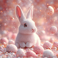 Easter shiny bunny for Easter newsletter, Social post .