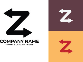 Modern growth logo design wordmark. Abstract arrow shapes logo design in letter z arrow vector illustration. Symbol, icon, creative.