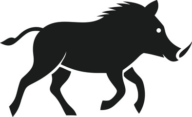Naklejka premium Black Warthog Silhouette African Wild Pig Icon, Mammal, Fauna