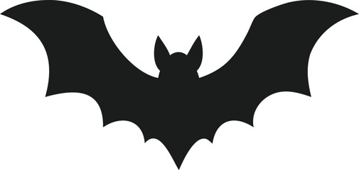 Fototapeta premium Black Bat Silhouette Halloween Symbol, Night Creature, Wingspan