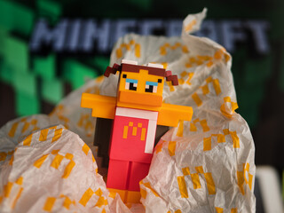 Fototapeta premium Minecraft Movie Figure Toy from McDonalds Happy Meal