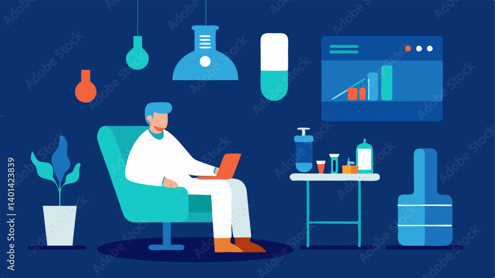 Poster stress relief research a calm space within the lab with a comfortable chair and soothing light where