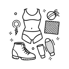 80s workout gear icon, 80s workout gear line art - simple line art of 80s workout gear, perfect for 80s workout gear logos and icons