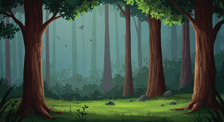 Trees growing in forest illustration art