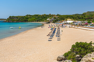View of St. Nicholas Beach (Agios Nikolaos), Zakynthos, Greece.