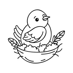baby bird in nest icon, baby bird in nest line art - simple line art of baby bird in nest, perfect for baby bird in nest logos and icons