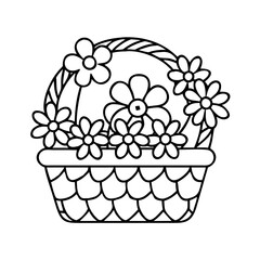 basket of flowers icon, basket of flowers line art - simple line art of basket of flowers, perfect for basket of flowers logos and icons