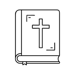 bible with cross icon, bible with cross line art - simple line art of bible with cross, perfect for bible with cross logos and icons