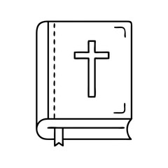 Fototapeta premium bible with cross icon, bible with cross line art - simple line art of bible with cross, perfect for bible with cross logos and icons