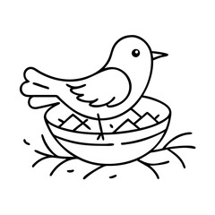 bird in nest icon, bird in nest line art - simple line art of bird in nest, perfect for bird in nest logos and icons