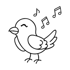 bird singing icon, bird singing line art - simple line art of bird singing, perfect for bird singing logos and icons