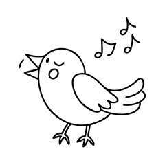 bird singing icon, bird singing line art - simple line art of bird singing, perfect for bird singing logos and icons
