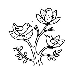 Obraz premium birds nesting in tree icon, birds nesting in tree line art - simple line art of birds nesting in tree, perfect for birds nesting in tree logos and icons