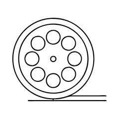 black and white film reel icon, black and white film reel line art - simple line art of black and white film reel, perfect for black and white film reel logos and icons